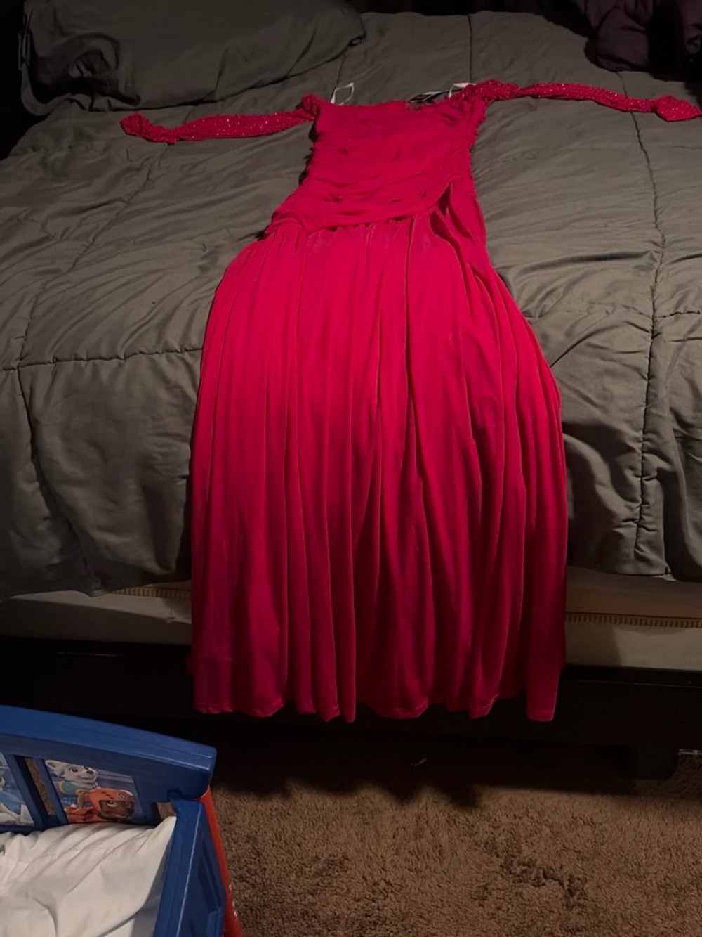 Fashion Nova Hot Pink Maxi Dress with Pleated Skirt
